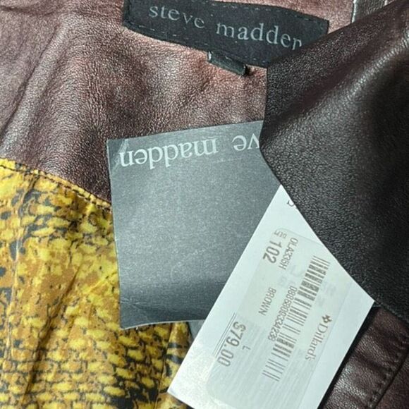 Steve Madden NWT Brown Vegan Leather Moto Jacket Size Large - Picture 7 of 9